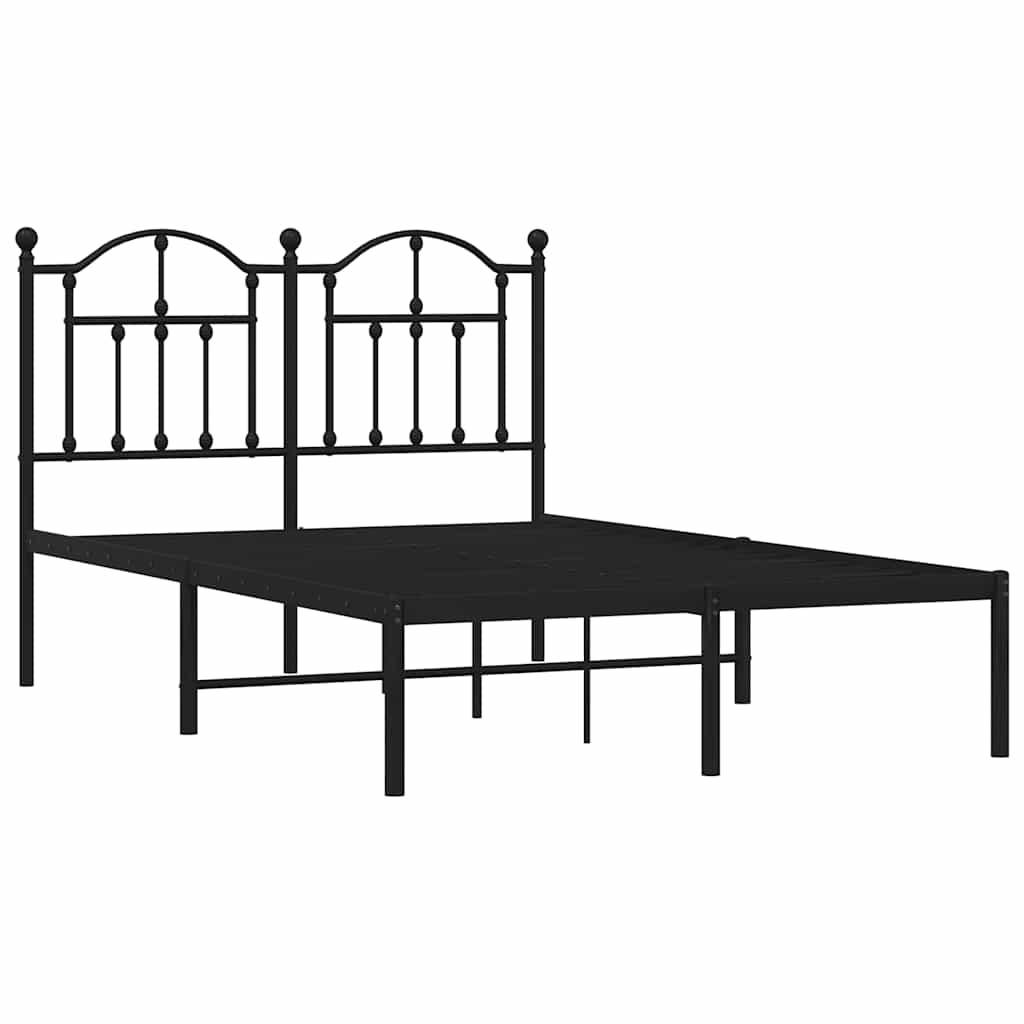 Metal Bed Frame with Headboard Black 120x200 cm