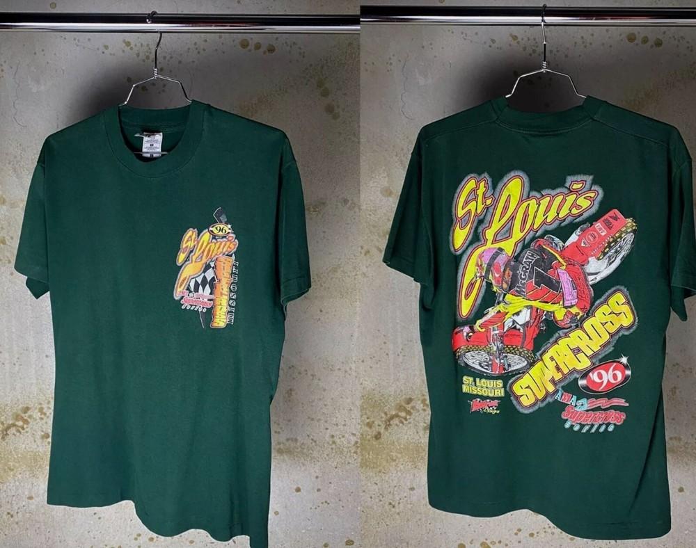 Винтажный 1996 St. Хлопковая unisex футболка Louis Supercross Размеры S-5XL Unisex футболка M
