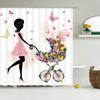 Flower Butterfly Girl Shower Curtain Waterproof Bathroom Lovely Woman Fairy Shower Curtain Polyester Cloth Home Decor Hook