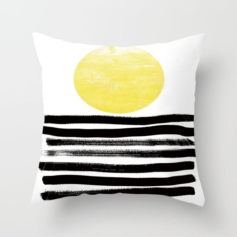 Home Products New Black Geometric Sofa Pillow Cushion Cover Digital Printing Office Cushion Cover