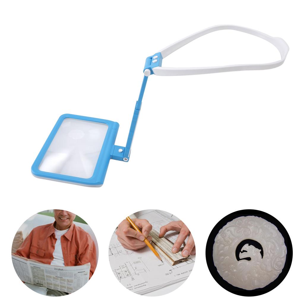 Neck Hanging Magnifying Glass Detachable 5X Magnification Hands Librate Magnifying Glass with 48 LED Chips for Senior