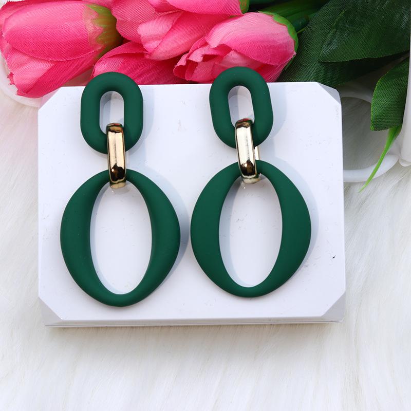 Pinkdudu Chain Link Acrylic Stud Earrings Painted Geometric Round Exaggerated Drop Earring Minimalist Dangle Earring PD2231