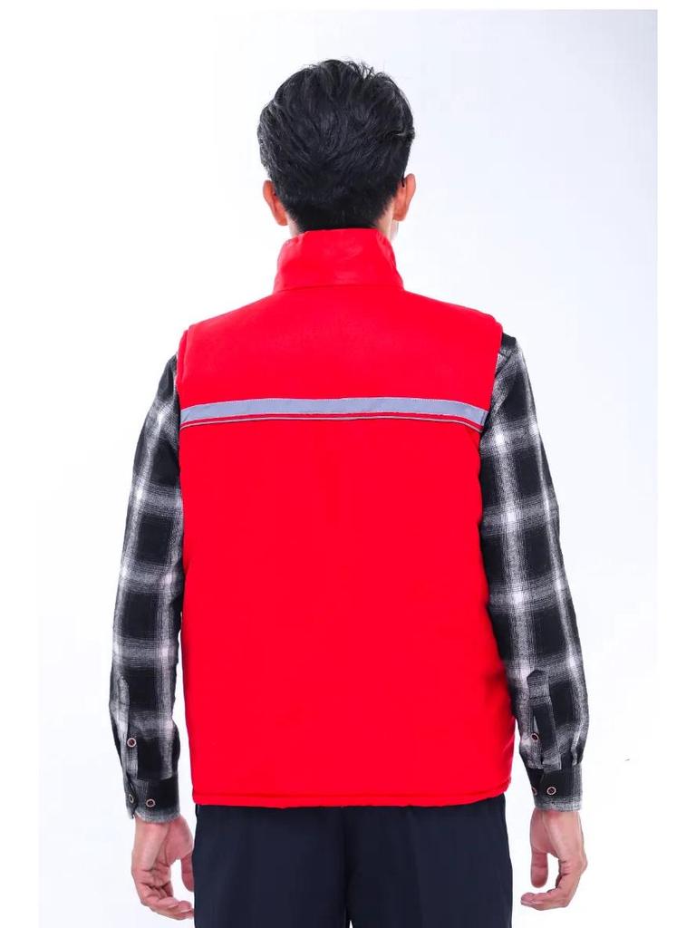 Custom LOGO Reflective Workwear Vest with Thick Padding for Warmth