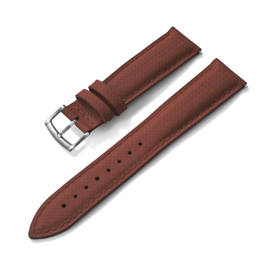 STAPELP 18mm 19mm 20mm 22mm Sailcloth Strap FKM TOP+Leather Base Tropical Texture Rubber Watch Bands Quick Release Pin Buckle