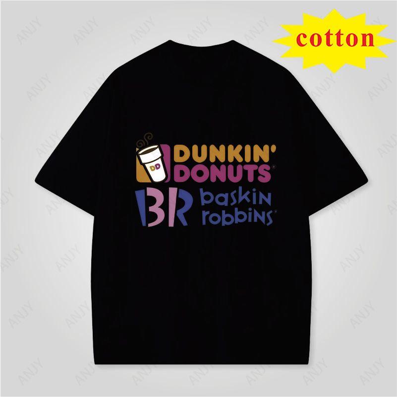 Fun Prank Dunkin Donuts Print Tshirt Unisex Casual Loose Fit Short Sleeve Top