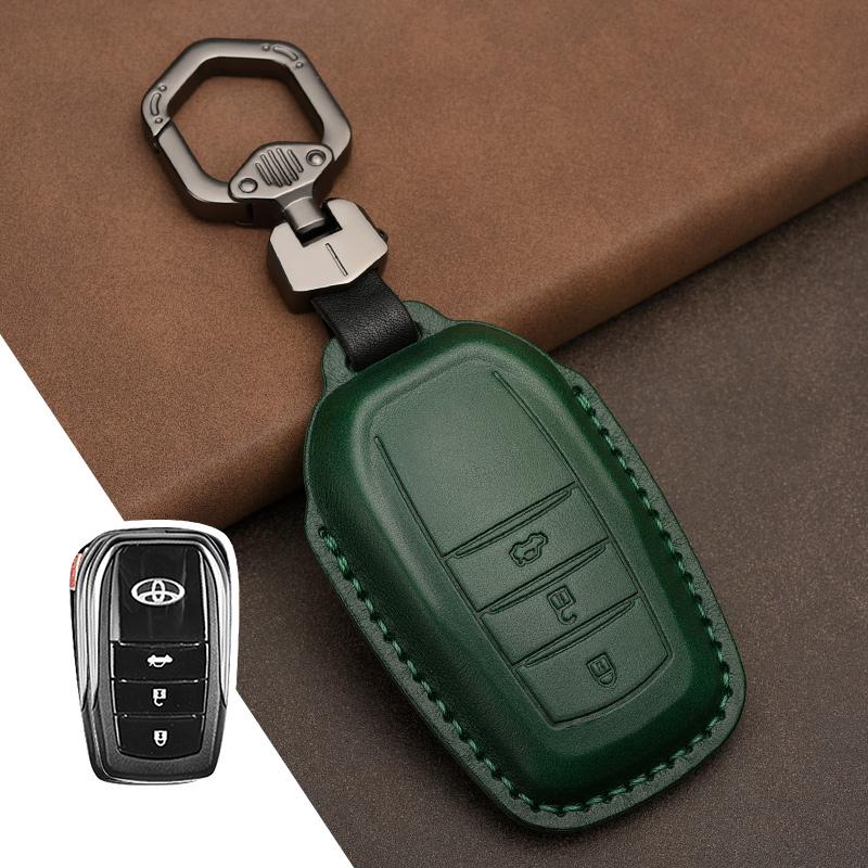 Leather Key Case Cover Shell For Toyota Camry Corolla FJ Land Cruiser RAV4 Prius Sienna Prado CHR Avalon GT86 Protector Keychain
