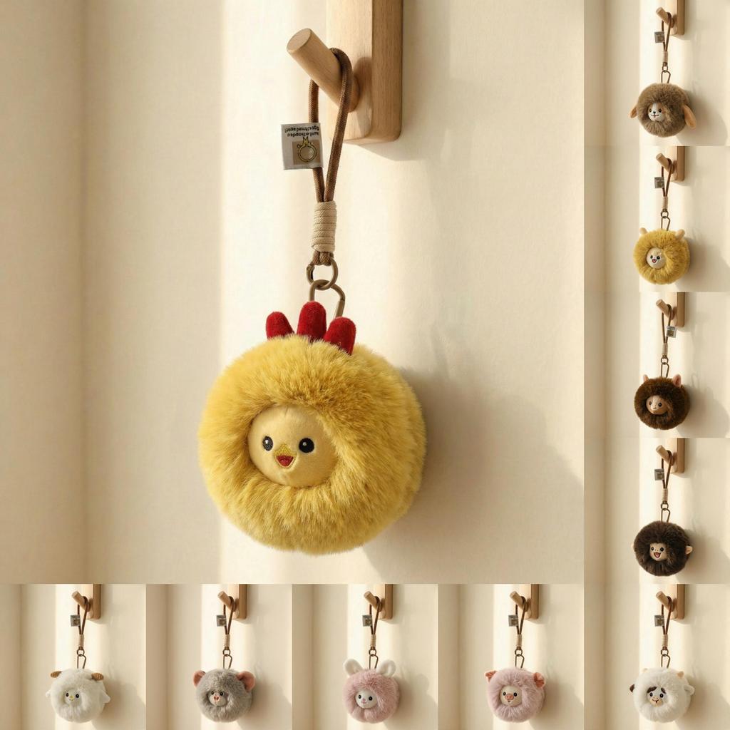 Plush Zodiac Animal Keychain With Soft Polyester Filling For Backpack Or Bag Decor
