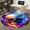 1pc Colorful Skull with Butterflies Round Carpet Anime Design Office Chair Mat, Non Slip Rug for Home Decor, Festival Gift, Office, Living, Bedroom