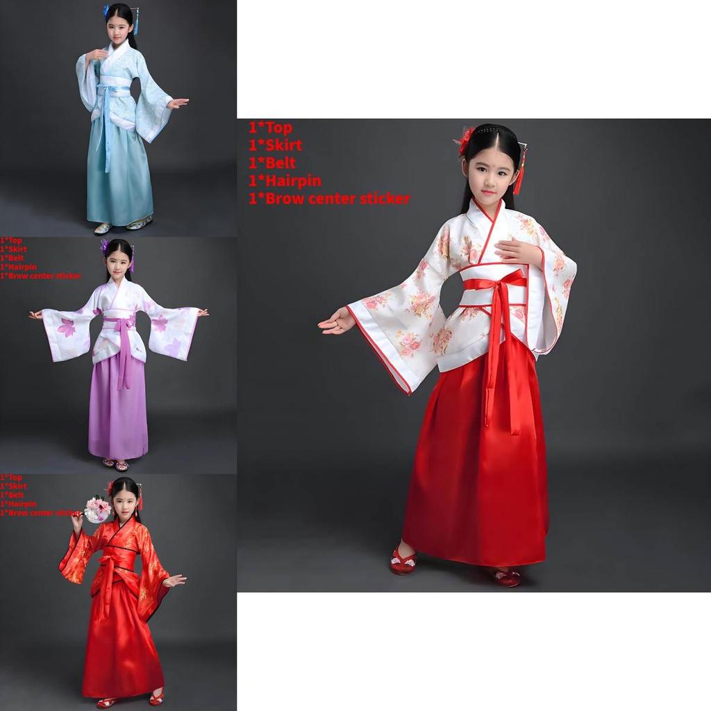 Chinese Style Childrens Hanfu Costume With Taffeta Fabric For Ethnic Dance Performances