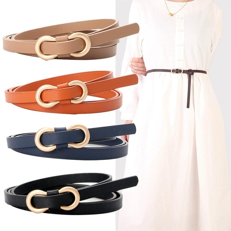 

Women s Simple Figure 8 Buckle Belt Versatile Shirt Dress Narrow Belt Decorative Belt