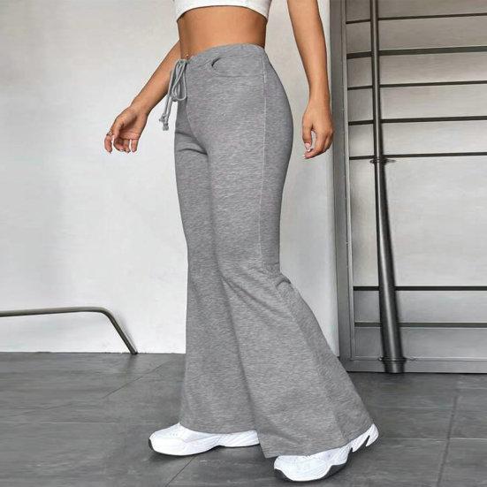 Pantaloni da donna Pantaloni sportivi con coulisse Vita elastica Tasche in tinta unita Pantaloni lunghi per yoga fitness elasticizzati a tutta lunghezza