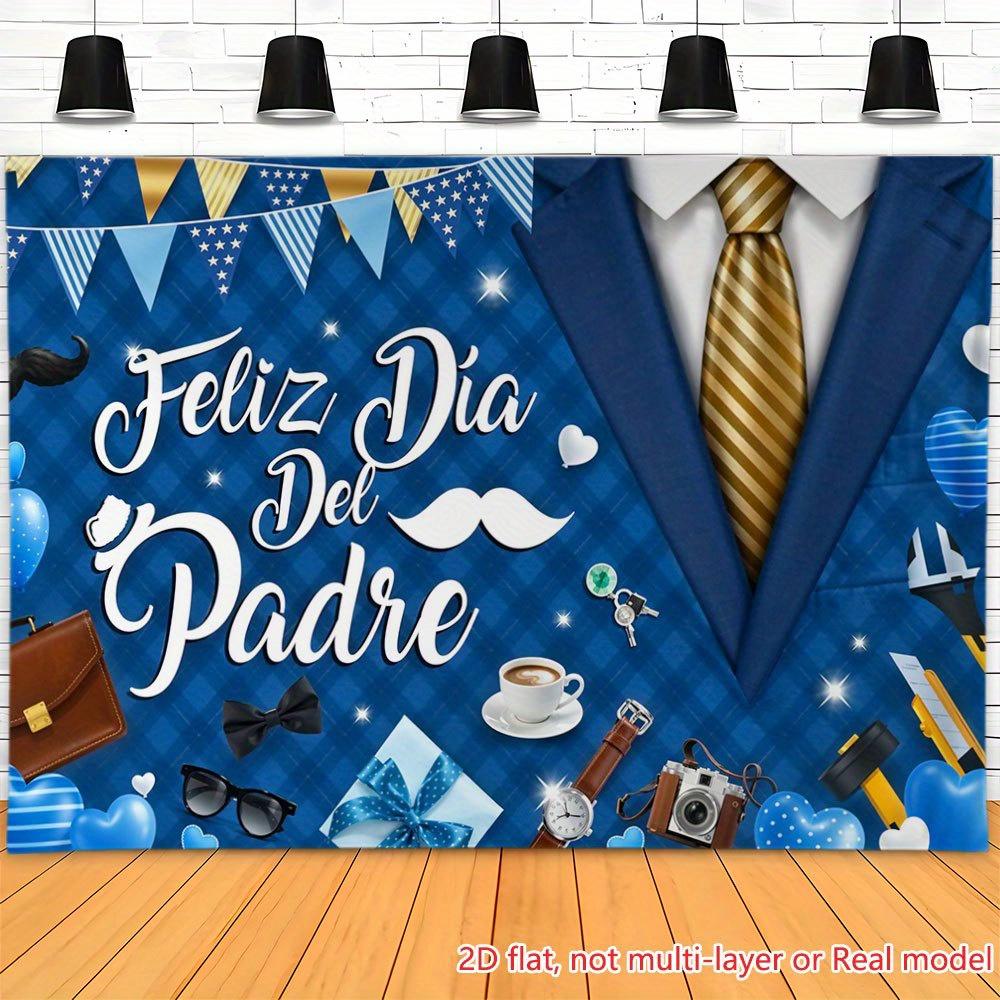 Fondo de pancarta para el Día del Padre traje de hombre corbata reloj decoración de globos arreglo de regalo sorpresa para el Día del Padre accesorios de fondo