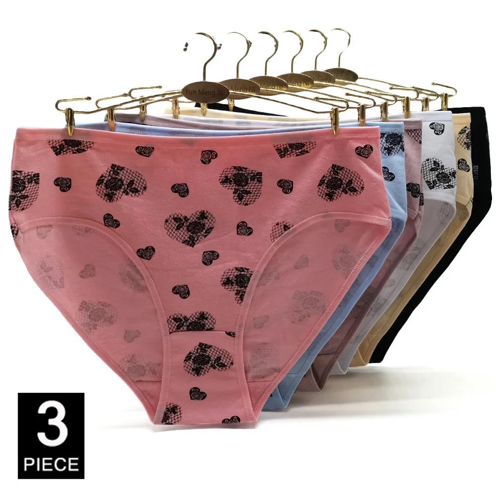 Panties Plus Size Cotton Underwear Women Briefs Woman Knickers Lady Lingerie Girl intimate Large 3 Pieces/Lot
