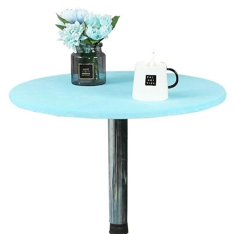 Velvet Elastic Fitted Stretch Tablecloth Round Edged Table Cover 60/70/80/90/100/120/150cm