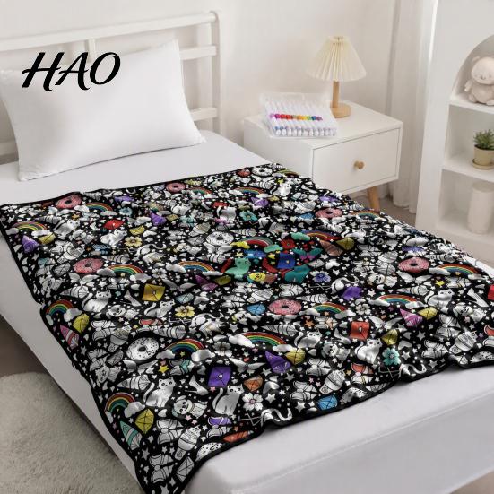 Personalized Coloring Project for Home DIY Blanket, Cartoon Patterns Print Soft Polyester Throw, Fabric Interactive Creative Family Art Projects