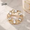 Decorative Clothing Pin Women Rhinestone Hollow Wreath Brooch, Dainty Badge Vintage Pin, Sweater Cardigan Coat Dress Jewelry Accessories Sturdy Metal