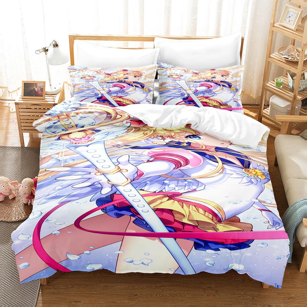 

Sailor Moon Hare 3D Digital Printing Quilt Set Three-Piece Bedding cover 90 * 200 + and 50 * 75 * 1