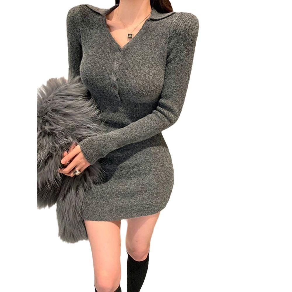 Women's High-End Red Knitted Dress: French Spicy Girl Hip-Hugging Skirt 2025 - Perfect for Spring, Autumn, and Winter