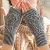 Autumn Winter Knitted Fried Dough Twists Warm Gloves for Women Solid Color Soft Skin Thickened Half Finger Gloves Wrist Washable