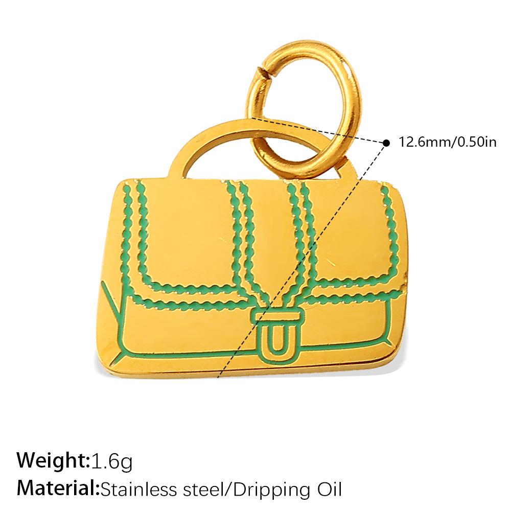 European and American Versatile Creative Color Bag Pendant, Stainless Steel Dripping Oil DIY Bracelet Necklace Accessories