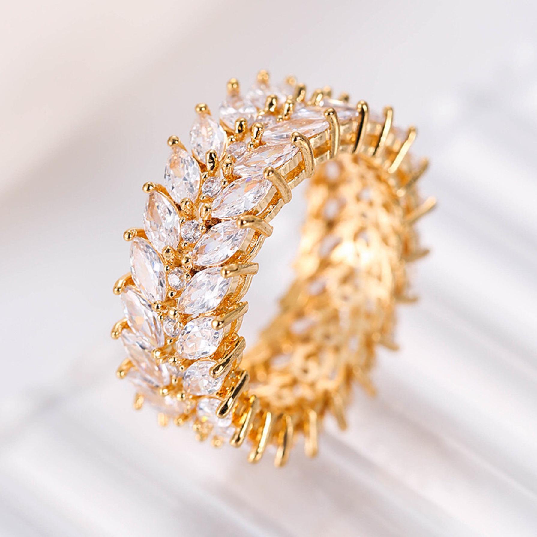 

Luxury Willow Leaf Non-Fading Ring - Cold Style R7035 Size 10 белый