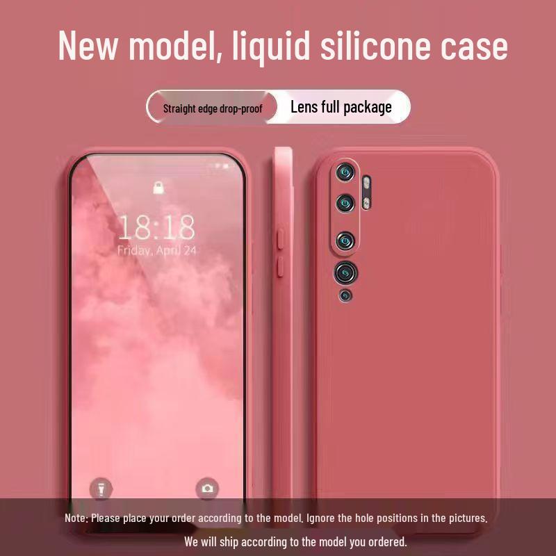 Compatible with Xiaomi CC9 Pro: Solid Color, Rubik's Cube Design, Liquid Silicone, All-Inclusive, Drop-Proof, Straight Edge Soft Case.