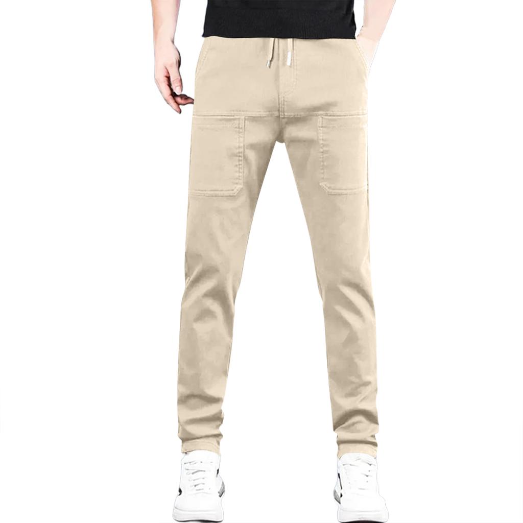 Men's Stretchy, Quick-drying Athletic Pants With Drawstring Waist, Casual Long Trousers, And Six Pocket Design, Suitable For Hiking.