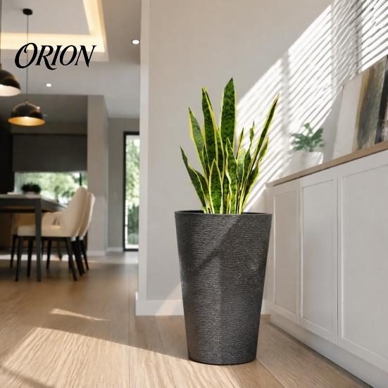 Large Capacity Planter for Tall Plants Round Flower Pot with Drainage Holes, 17 Inch Stone-Look Durable Weather Resistant Decorative Container