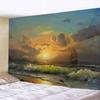 Beautiful Sea Sunset Nautical Tapestry Hippie Retro Pirate Ship Rune Skull Wall Hanging Psychedelic Home Room Decoration