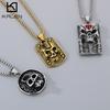 Vintage Skull Square Pendant Necklace for Men Stainless Steel Round Charm Pendant Domineering Trend Jewelry Gift