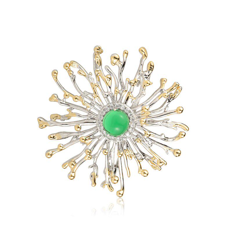 Coral Flower Brooch Pins For Women Men Exquisite Rhinestone Plant Clothes Accessories Wedding Collar Clip