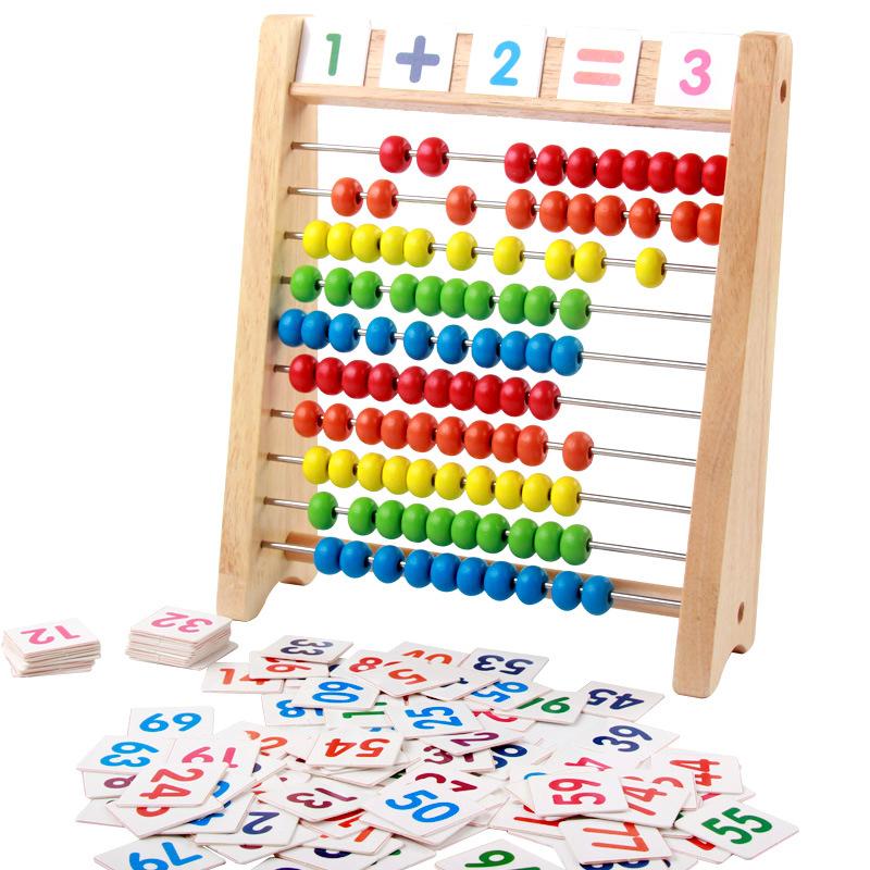 Wooden Teaching Counting Toy Montessori Number Arithmetic Abacus Preschool Educational Children Math Counters Toddler Gift