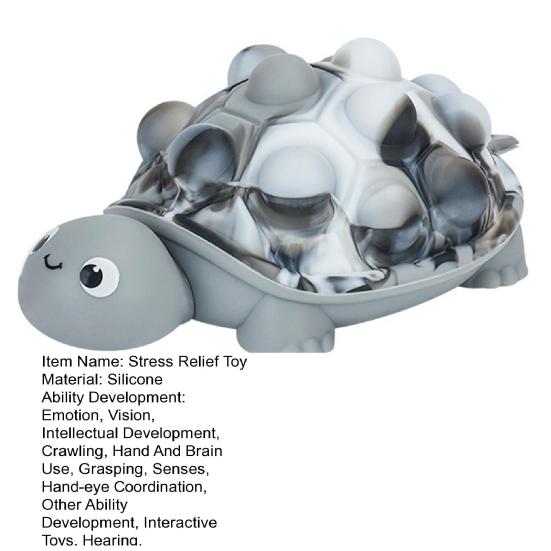 Bubble Shell Turtle Stress Ball Silicone Stress Relieving Tortoise Squeeze Sensory Toy Animal Shape Hand Therapy Exercise Fidget Toy