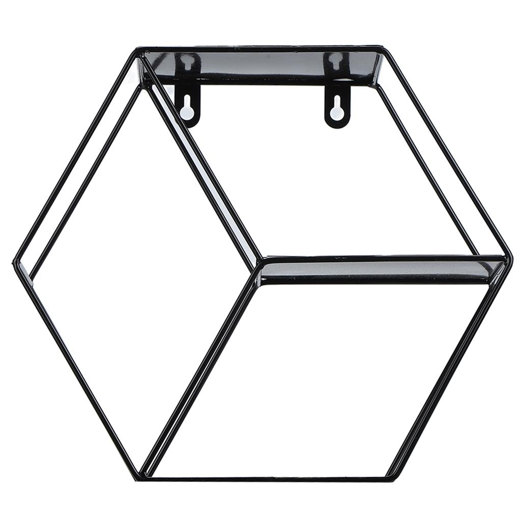 Hex Shelves Simple Wrought Iron Hexagonal Bedroom Living Room Office Wall Shelf DecorationBlack