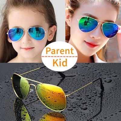 Parent-Child Round Frame Sunglasses Kids Adults Vintage Uv400 Shades Eyewear Unisex Children Outdoor Travel  Pilot Sun Glasses