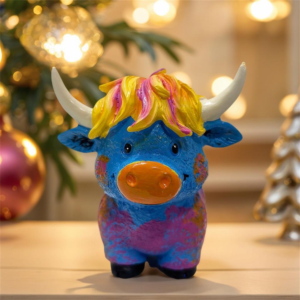 Colorful Yak Statue Resin Crafts Ornaments Christmas Decorations Small Gifts