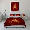Merry Christmas Red Festive Set Bedding Duvet Cover Set Duvet Cover Pillowcases  (1*Duvet Cover 2*Pillowcases, Without Duvet Insert)