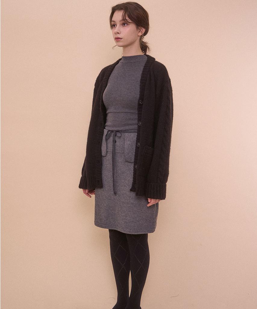 Beliar Boucle Wrap Skirt-Gray