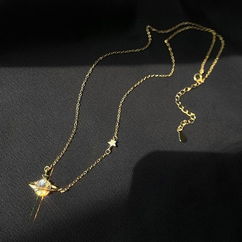 Planet Pendant Necklace Minimalist Jewelry with Adjustable Chain for Daily Wear and Gift