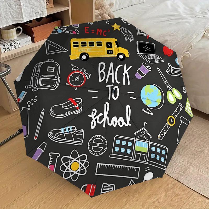 1pc Back to School Pattern Umbrella  Automatic Opening and Closing Umbrella, High quality Umbrella, Ideal Gift for Her 259