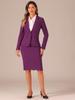 Ensemble tailleur jupe Allegra K, Blazer à manches longues et jupe crayon, Ensemble 2 pièces, Couleur unie, pour le travail, décontracté, pour femme, violet, taille M