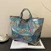 Women's PVC Tote Bag Floral Print Waterproof Fashion Shopping Bag