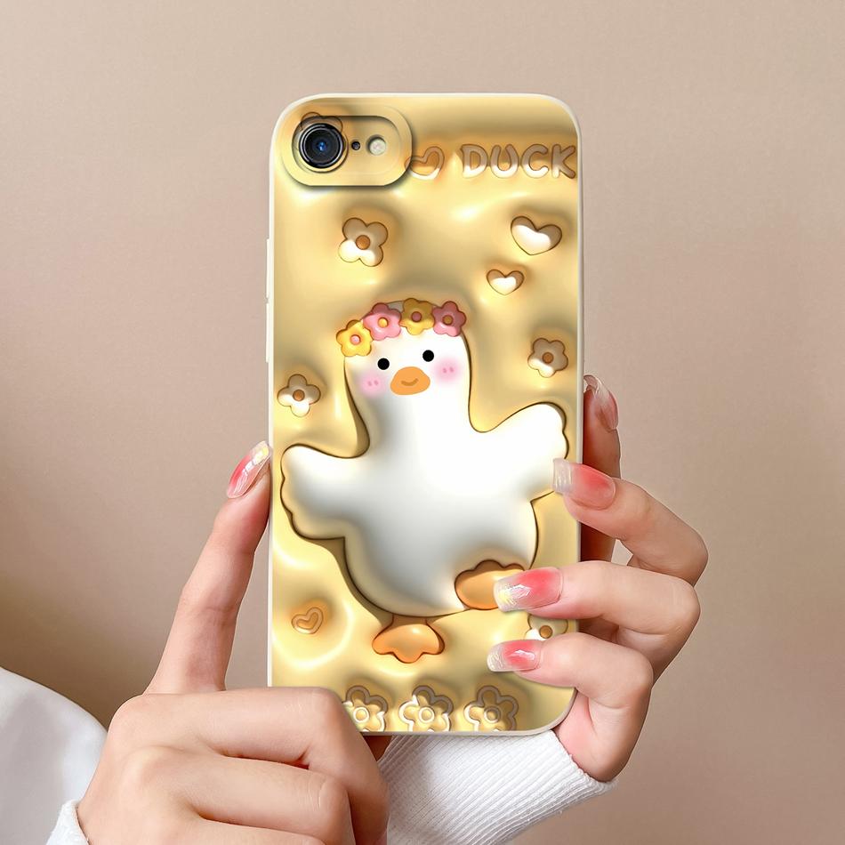 For iPhone 7 8 Plus Case Cute Animals Phone Cover For iPhone 6 SE X XR XS Max Camera Protection Soft Liquid Silicone Back Covers