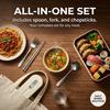 Portable Stainless Steel Cutlery Silverware Set Spoons Forks Chopsticks Tableware with Organizer Case Kids Travel School Lunch