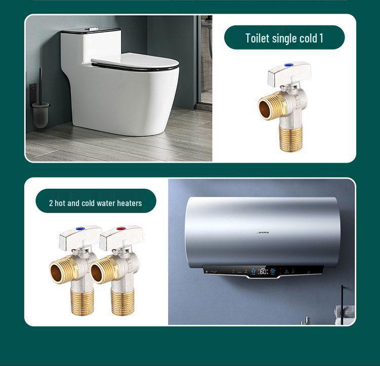 Universal All-Copper Gas Water Heater Valve: Hot/Cold Flow, 4/6 Point Angle Stop & Triangle Valve