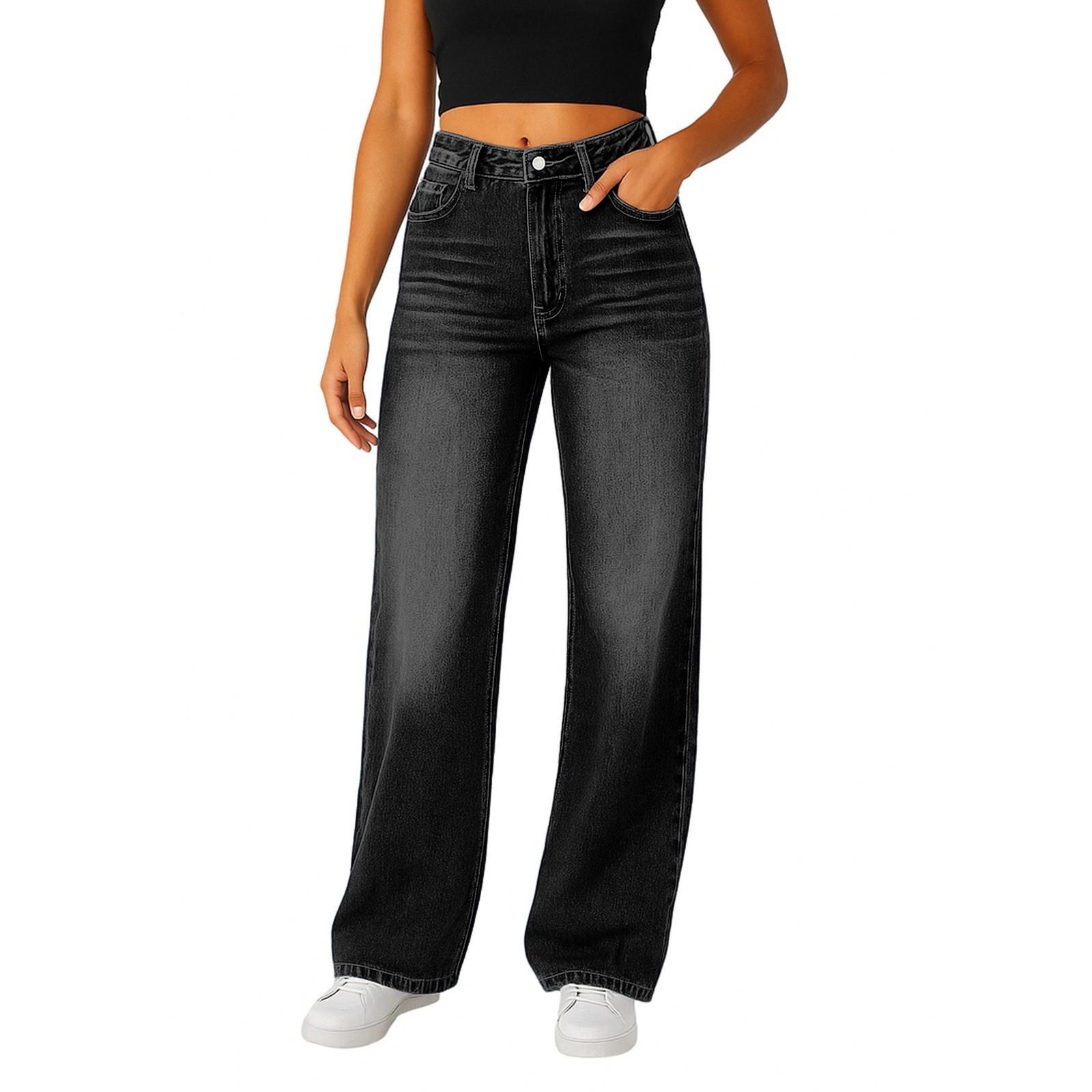 Women s Jeans Casual Fashion Trend Straight Tube Micro Flared Casual Jeans L