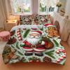 3pcs Christmas Holiday Gifts, Santa Claus & Gingerbread Man Bedding Set with 1 Quilt Cover and 2 Pillowcases (No Core), Anime Cartoon Design