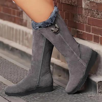 Women's Mid-Calf Boots, New Winter Style Fleece-Lined Thickened Flat-Soled Anti-Slip Ankle Boots for Women
