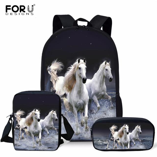 CHAQLIN Kids Backpack & Lunch Bag Set – 3D Horse Print Durable Bookbag With Insulated Lunch Tote - View #11