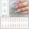 Long Press-On Nails With Adhesive Tabs Full Cover Fake Women INS Style Acrylic Nail Tips Reusable Wearable Art